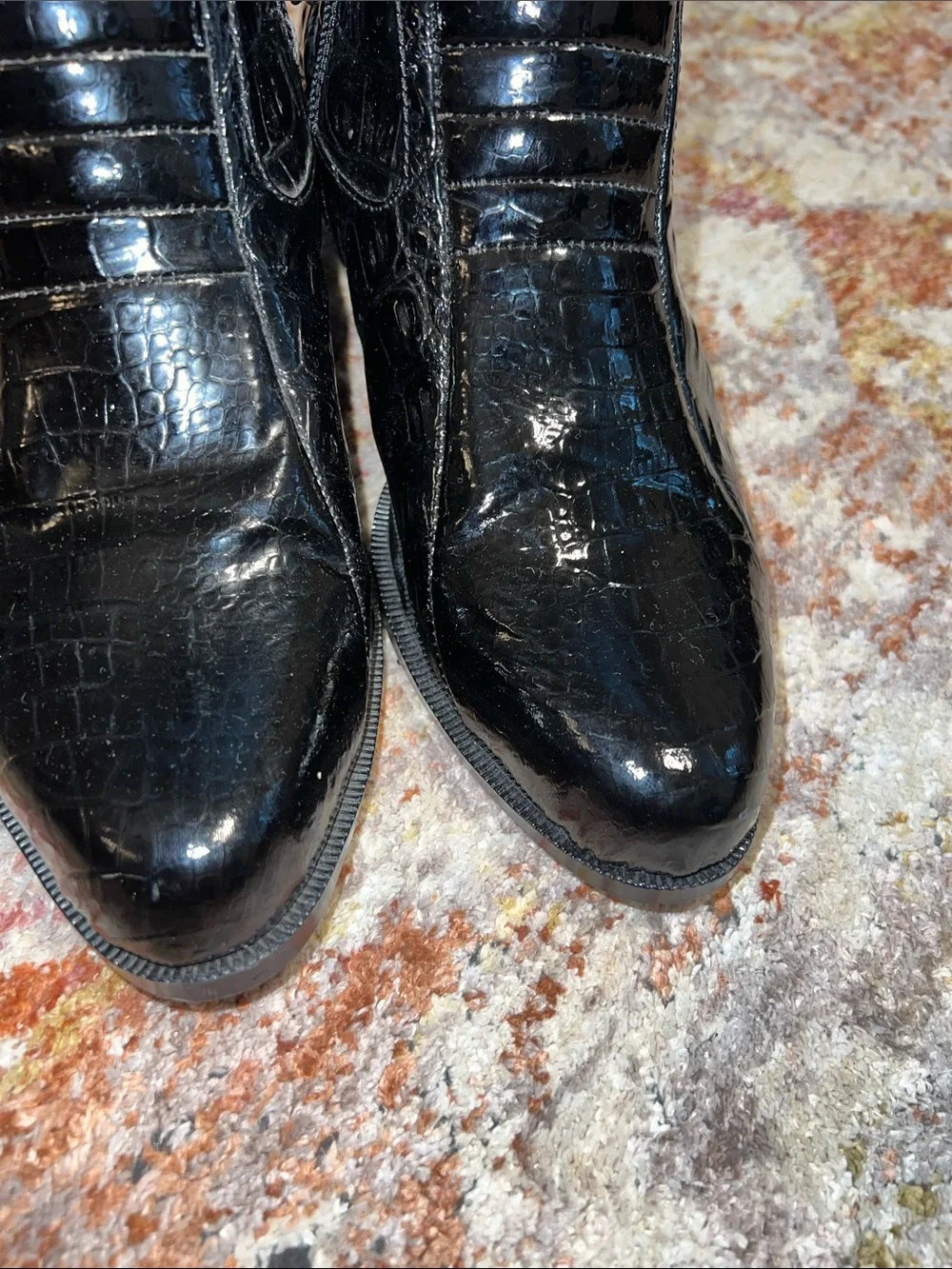 Black Croc-Embossed Men's Chelsea Boots